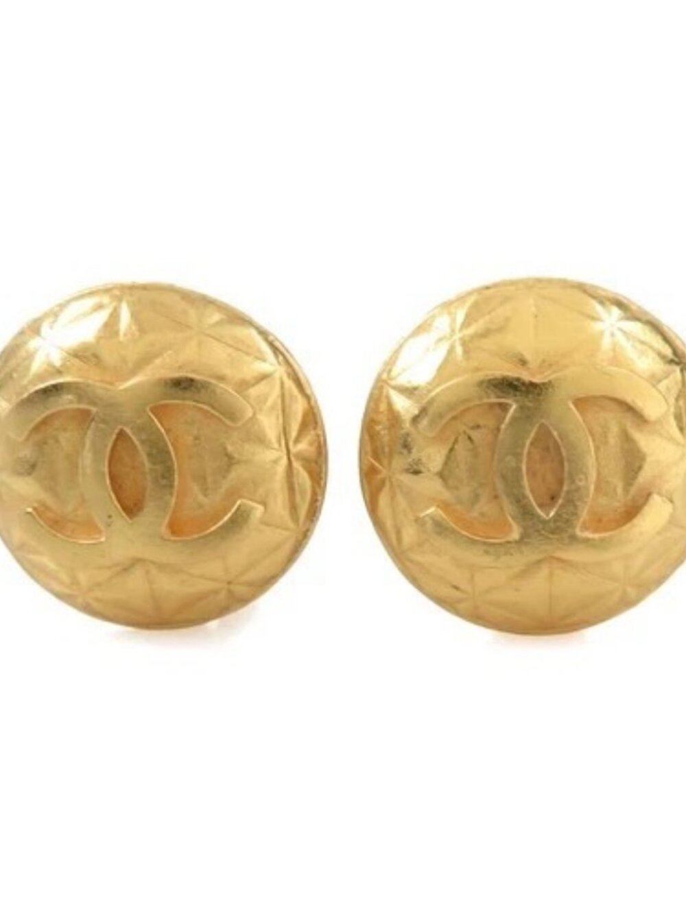 Auth CHANEL Vintage CC Logo Clip on Earrings Gold Metal - e61411i